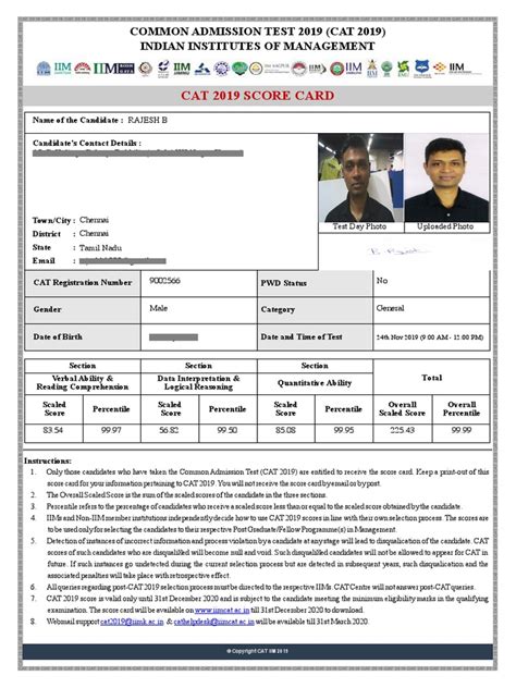 cat 2019 score card